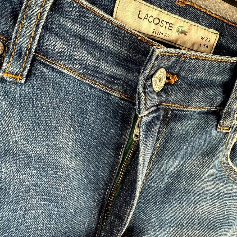 Lacoste Jeans Men's 33 X 34 Blue Denim Stretch Slim Fit Medium Wash Straight Leg